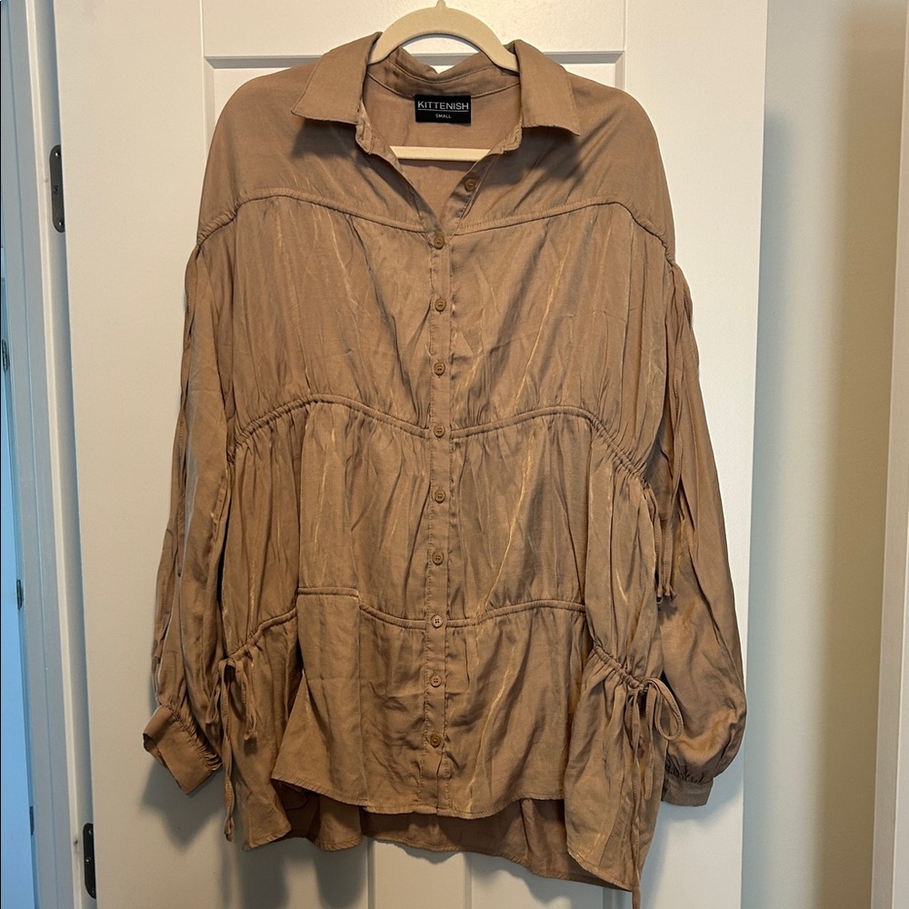 Kittenish Light Brown Button-Up Shirt
